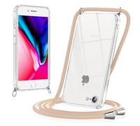 Coiwxmoi Cover con Cordino per iPhone 8/7 /SE 2020 /SE 2022 4,7", Trasparente Custodia con Laccio Tracolla Cellulare Girocollo Collana Morbido Silicone TPU Antiurto AntiGraffio Protettiva Case, Cachi
