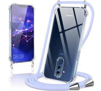 Coiwxmoi Cover per Huawei Mate 20 Lite con Cordino 6,3",Trasparente Custodia con Laccio Tracolla Corda Catena Cinghia,Ultra Morbido Silicone TPU Antiurto Case per Mate 20 Lite, Viola