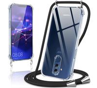 Coiwxmoi Cover per Huawei Mate 20 Lite con Cordino 6,3",Trasparente Custodia con Laccio Tracolla Corda Catena Cinghia,Ultra Morbido Silicone TPU Antiurto Case per Mate 20 Lite, Nero