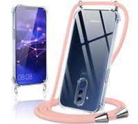 Coiwxmoi Cover per Huawei Mate 20 Lite con Cordino 6,3",Trasparente Custodia con Laccio Tracolla Corda Catena Cinghia,Ultra Morbido Silicone TPU Antiurto Case per Mate 20 Lite, Oro Rosa