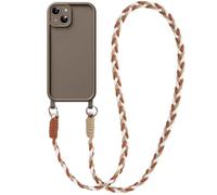 Coiwxmoi Cover per iPhone 14 Plus con Cordino, Custodia Doux Silicone con Regolabile Collana Ultra Sottile Antiurto AntiGraffio Protettiva Case con Laccio Tracolla per iPhone 14 Plus 6,7", Cachi