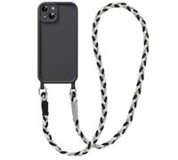 Coiwxmoi Cover per iPhone 15 Plus con Cordino, Custodia Doux Silicone con Regolabile Collana Ultra Sottile Antiurto AntiGraffio Protettiva Case con Laccio Tracolla per iPhone 15 Plus 6,7", Nero