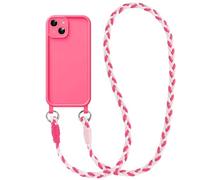 Coiwxmoi Cover per iPhone 15 Plus con Cordino, Custodia Doux Silicone con Regolabile Collana Ultra Sottile Antiurto AntiGraffio Protettiva Case con Laccio Tracolla per iPhone 15 Plus 6,7", Rosa