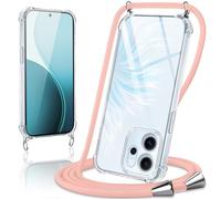 Coiwxmoi Cover per OPPO Reno 14 F/FS 5G con Cordino 6,57",Trasparente Custodia con Laccio Tracolla Corda Catena Cinghia,Ultra Morbido Silicone TPU Antiurto Case, Oro Rosa