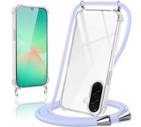 Coiwxmoi Cover per Samsung Galaxy A57 con Cordino 6,7",Trasparente Custodia con Laccio Tracolla Corda Catena Cinghia,Ultra Morbido Silicone TPU Antiurto Case per Samsung A57, Viola