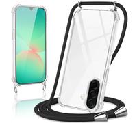 Coiwxmoi Cover per Samsung Galaxy A57 con Cordino 6,7",Trasparente Custodia con Laccio Tracolla Corda Catena Cinghia,Ultra Morbido Silicone TPU Antiurto Case per Samsung A57, Nero