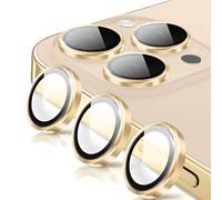Coiwxmoi Protezione Fotocamera per iPhone 14 Pro/14 Pro Max,Durezza 9H Vetro Temperato Posteriore Copri Telecamera & Anello in Metallo,Pellicola Proteggi Obiettivo HD Chiaro Anti-graffio Lente,Oro
