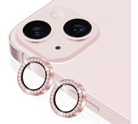 Coiwxmoi Protezione Fotocamera per iPhone 15/15 Plus,Pellicola Vetro Glitter Copri Telecamera Camera Proteggi Obiettivo HD Trasparente Lente Durezza 9H Anti-graffio Bling Diamond,Rosa