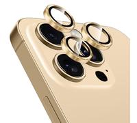 Coiwxmoi Protezione Fotocamera per iPhone 16 Pro/16 Pro Max,Durezza 9H Vetro Temperato Posteriore Copri Telecamera & Anello in Metallo,Pellicola Proteggi Obiettivo HD Chiaro Anti-graffio Lente,Oro