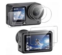 Coiwxmoi Vetro Temperato per DJI Osmo Action 6, [4 Pezzi] Pellicola protettiva per schermo Ultra HD (Anteriore + Posteriore)+Protezione per lenti, durezza 9H Antigraffio, anti-bolle, Ultrasottile