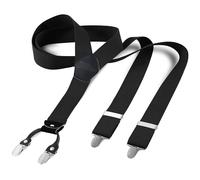 Cokaca Bretelle da uomo extra forti con 4 clip in metallo, bretelle da uomo, larghe e lunghe, elastiche e regolabili, molto adatte per persone grandi o pesanti, Forma a Y: nero, Taglia unica