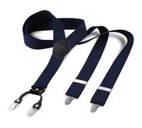 Cokaca Bretelle da uomo extra forti con 4 clip in metallo, bretelle da uomo, larghe e lunghe, regolabili in lunghezza, molto adatte per persone grandi o pesanti, Forma a Y: blu, Taglia unica