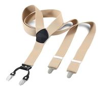 Cokaca Bretelle da uomo extra forti con 4 clip in metallo, elastiche e regolabili, adatte per persone grandi o pesanti, Forma a Y: beige, uniche