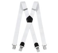 Cokaca Bretelle Uomo, Bretelle a Forma di X con 4 Clip, Comfort Regolabile, Elastica per Uomini e Donne di Taglie Grandi, Taglia Unica (Bianco)