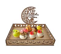 Cokbyavla Vassoio in legno per Ramadan, decorazioni Kareem per la casa 2024, vassoio da portata a forma di stella lunare, piatti da dessert, decorazioni per Eid Mubarak, decorazione per la casa,