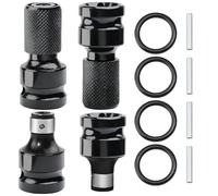 CoKeeSun 4 pezzi Adattatore per Bussole, Adattatore per Avvitatore a Percussione 1/2" a 1/4", Attacco Esagonale a Sgancio Rapido con anelli e perni, Convertitore per Chiavi a Cricchetto