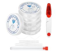 CoKeeSun Filo Elastico per Braccialetti Resistente, 0.5mm-1.0mm Fili per Braccialetti Set 6 Volumi Filo per Collane,Con 4 Aghi per Perline e 1 Paio di Forbici per Braccialetti, Artigianato DIY Cucire
