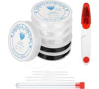 CoKeeSun Filo Elastico per Braccialetti Resistente, 0.5mm-1.0mm Fili per Braccialetti Set 6 Volumi Filo per Collane,Con 4 Aghi per Perline e 1 Paio di Forbici per Braccialetti, Artigianato DIY Cucire