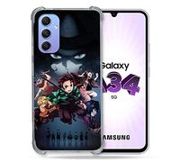 Cokitec Cover rinforzata in vetro temperato per Samsung Galaxy A34 5G Manga Demon Slayer Nero