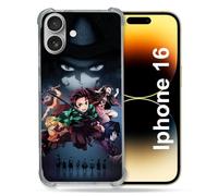Cokitec Cover rinforzata per Apple Iphone 16 Manga Demon Slayer Nero