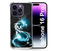 Cokitec Cover rinforzata per Apple Iphone 16 Pro Fantastica Drago Blu