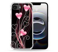 Cokitec Cover rinforzata per iPhone 16e Amore Cuore Rosa Montante su Nero