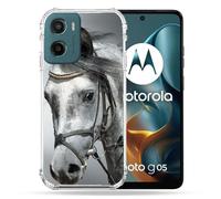 Cokitec Cover rinforzata per Motorola G05 / E15 Animal Cheval, colore: Bianco