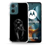 Cokitec Cover rinforzata per Motorola G05 / E15 Animale Pantera Nero