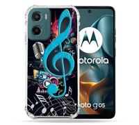 Cokitec Cover rinforzata per Motorola G05 / E15 Musica Cle Sol Blu