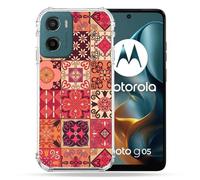 Cokitec Cover rinforzata per Motorola G05 / E15 Texture Piastrella Cemento Rosso