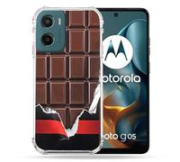 Cokitec Cover rinforzata per Motorola G05 / E15 Texture Trompe Occhio Cioccolato
