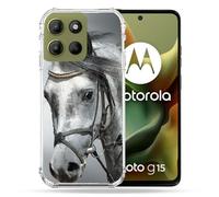 Cokitec Cover rinforzata per Motorola G15 Animal Cheval, colore: Bianco