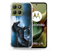 Cokitec Cover rinforzata per Motorola G15 Animal Cheval, colore: Nero