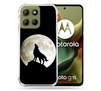 Cokitec Cover rinforzata per Motorola G15 Animal Loup, colore: Nero