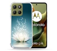Cokitec Cover rinforzata per Motorola G15 Fiore Lotus Bianco
