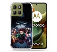 Cokitec Cover rinforzata per Motorola G15 Manga Demon Slayer Nero