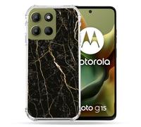 Cokitec Cover rinforzata per Motorola G15 Texture Marmo, Nero