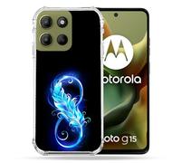 Cokitec Cover rinforzata per Motorola G15 Texture Piuma Infinito Blu