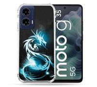 Cokitec Cover rinforzata per Motorola G35 5G Fantastica Drago Blu