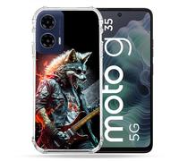 Cokitec Cover rinforzata per Motorola G35 5G Musica Rock Lupo