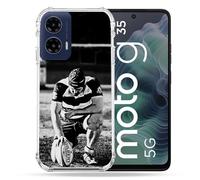 Cokitec Cover rinforzata per Motorola G35 5G Sport Rugby, colore: Nero Bianco