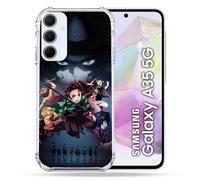 Cokitec Cover rinforzata per Samsung Galaxy A35 5G Manga Demon Slayer Nero