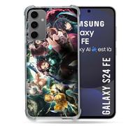 Cokitec Cover rinforzata per Samsung Galaxy S24 FE Manga Demon Slayer Gruppo