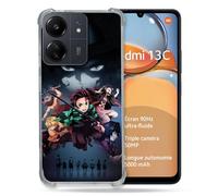 Cokitec Cover rinforzata per Xiaomi Redmi 13C 4G Manga Demon Slayer Nero