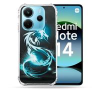 Cokitec Cover rinforzata per Xiaomi Redmi Note 14 4G Fantastica Drago Blu