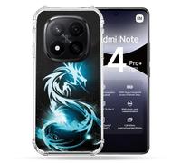 Cokitec Cover rinforzata per Xiaomi Redmi Note 14 Pro Plus 5G Fantastica Drago Blu