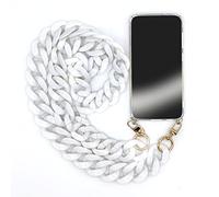 Cokitec Cover trasparente per iPhone 13 Pro con cordicella/tracolla per telefono anelli, colore: Bianco