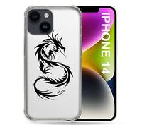Cokitec Cover trasparente per iPhone 14 (6.1) Drago, colore: Nero