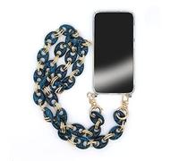 Cokitec Cover trasparente per Samsung Galaxy A22 5G con cordicella/tracolla per telefono anelli blu e oro