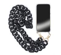 Cokitec Cover trasparente per Samsung Galaxy A22 5G con cordicella/tracolla per telefono anelli, colore: Nero